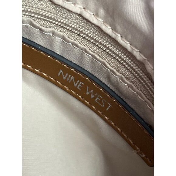 Nine West Brown Logo Satchel Tote Bag with Crossbody Strap - Picture 8 of 9